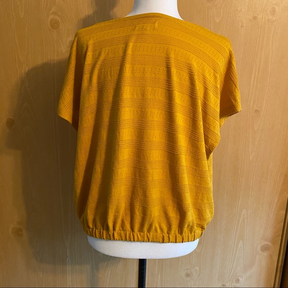 Madewell • Mustard Yellow Pointelle Knit Short-Sleeve Crop Top - Picture 5 of 10
